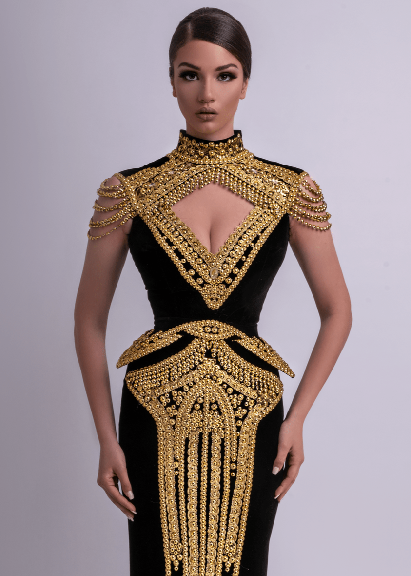 Elegant Black and Gold Gown - KUJTA & MERI - KUJTA & MERI