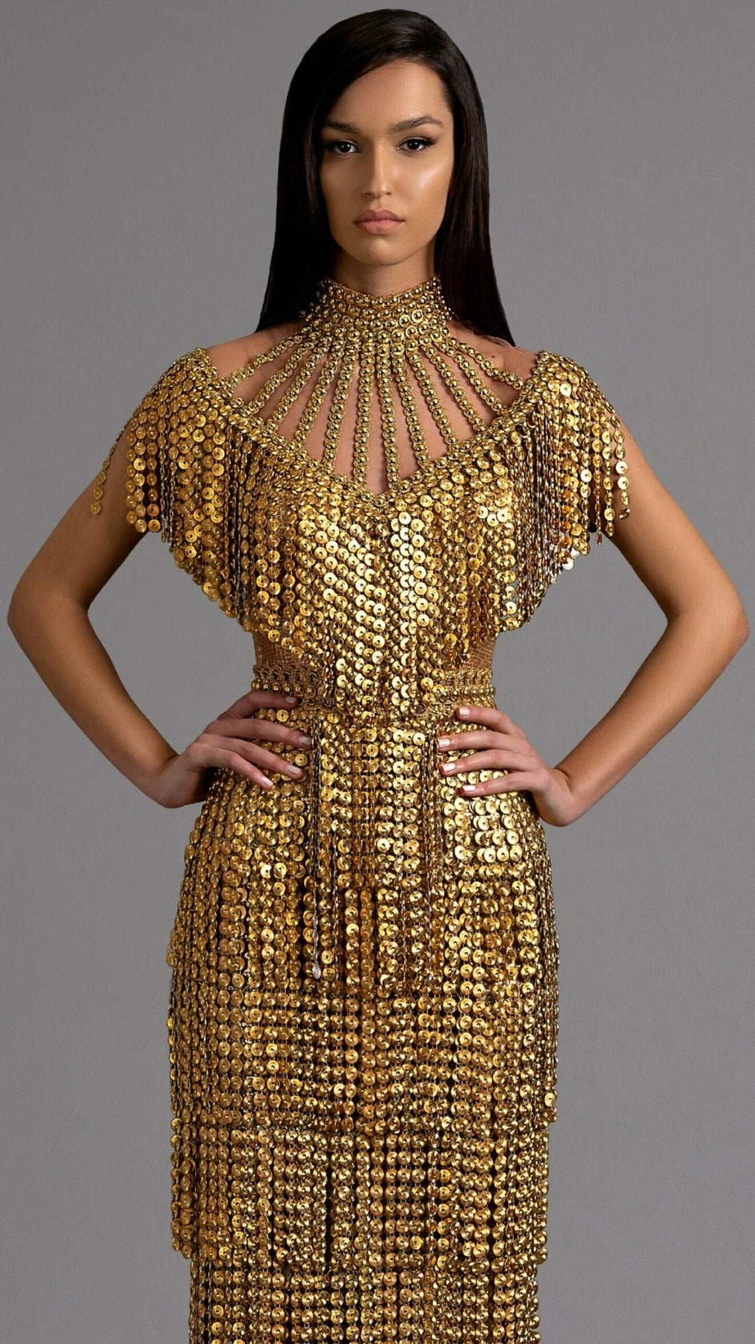Golden Fringe Statement Gown - KUJTA & MERI - KUJTA & MERI
