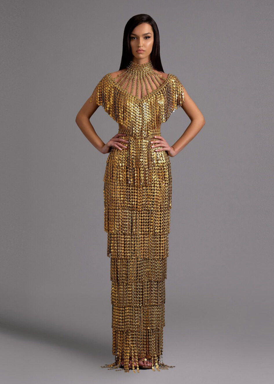 Golden Fringe Statement Gown - KUJTA & MERI - KUJTA & MERI