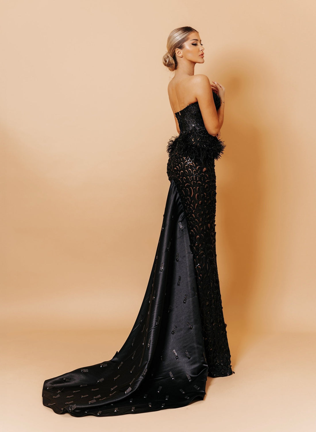 LUXURY BLACK LACE & SEQUIN DRESS - KUJTA & MERI - Haute Couture Gown - KUJTA & MERI