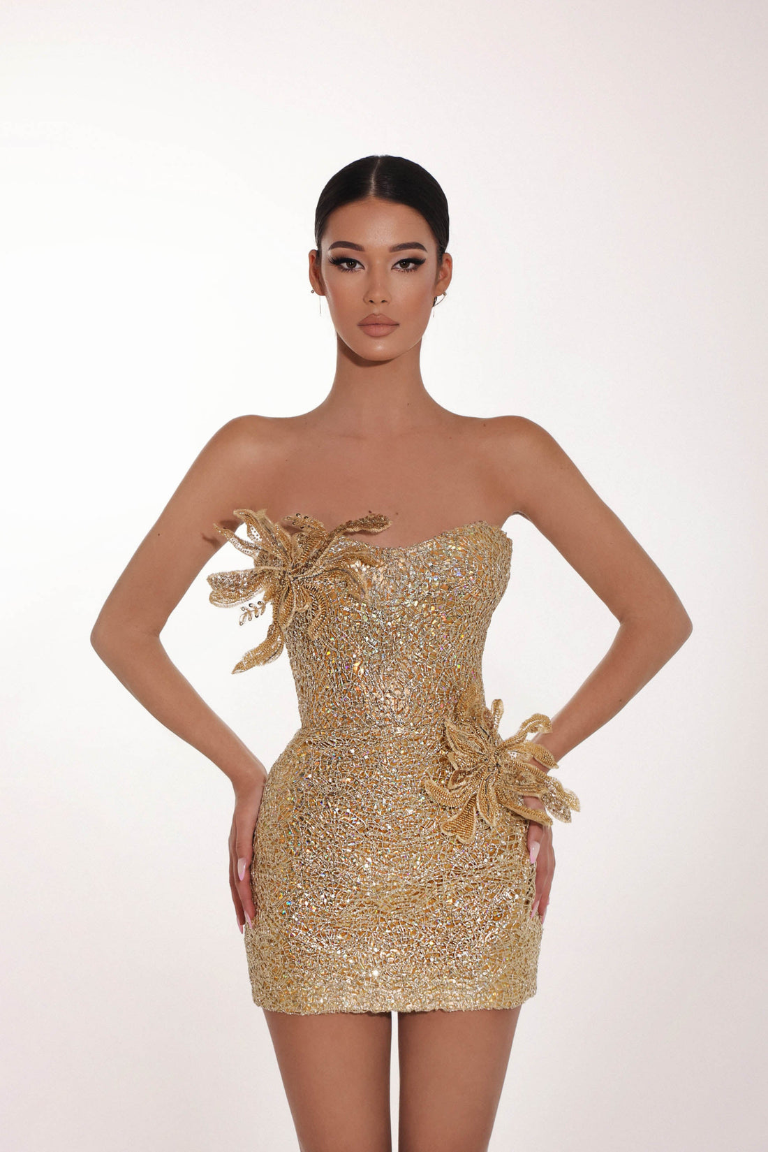 Embellished Gold Mini Dress KUJTA & MERI Embellished Gold Mini Dress KUJTA & MERI