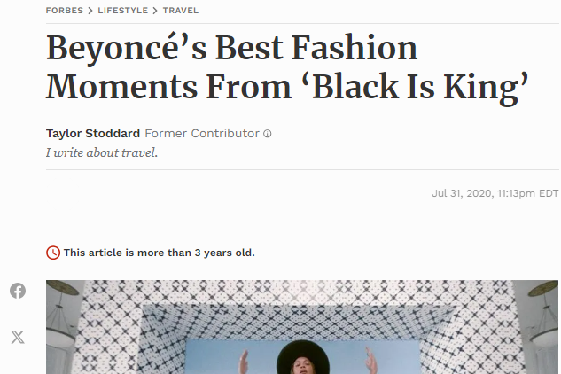 Kujta & Meri couture dress featured in Forbes- Beyoncé Best Fahion moments from Black Is King