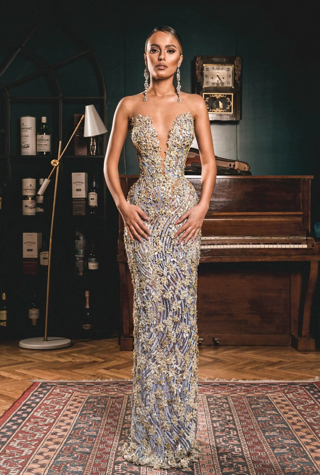 Elegant Beaded Column Gown - KUJTA & MERI - KUJTA & MERI