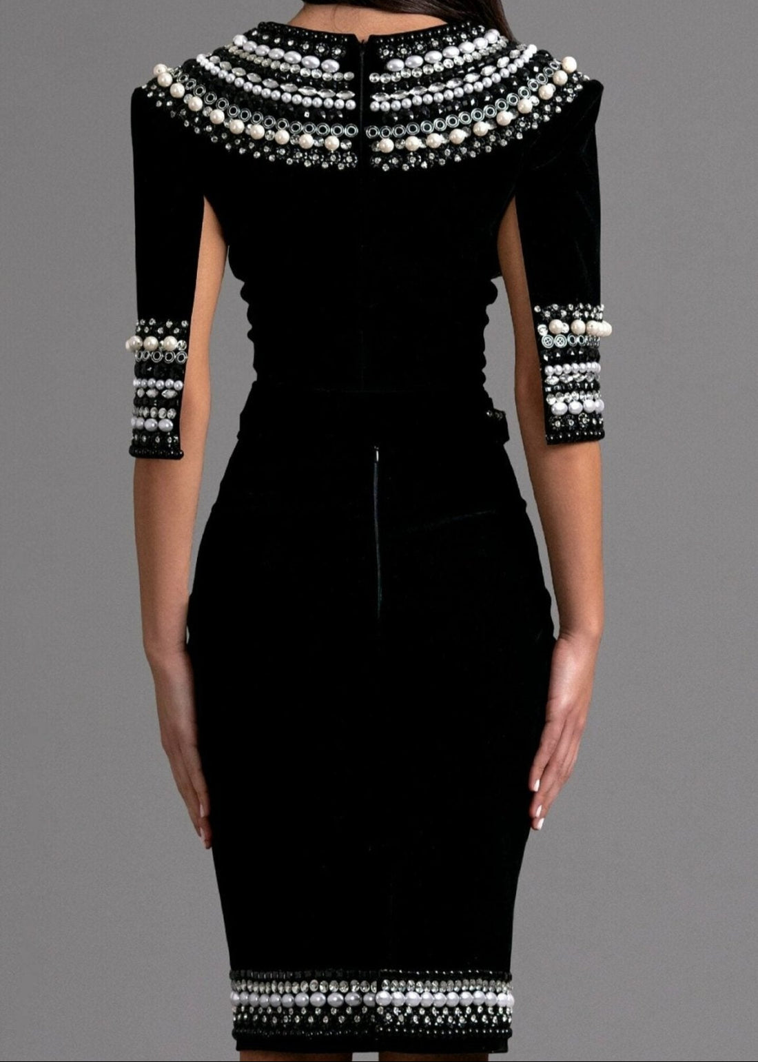 Elegant Black Cocktail Dress with Embellished Trim - Shop Now KUJTA & MERI Elegant Black Cocktail Dress with Embellished Trim - Shop Now KUJTA & MERI