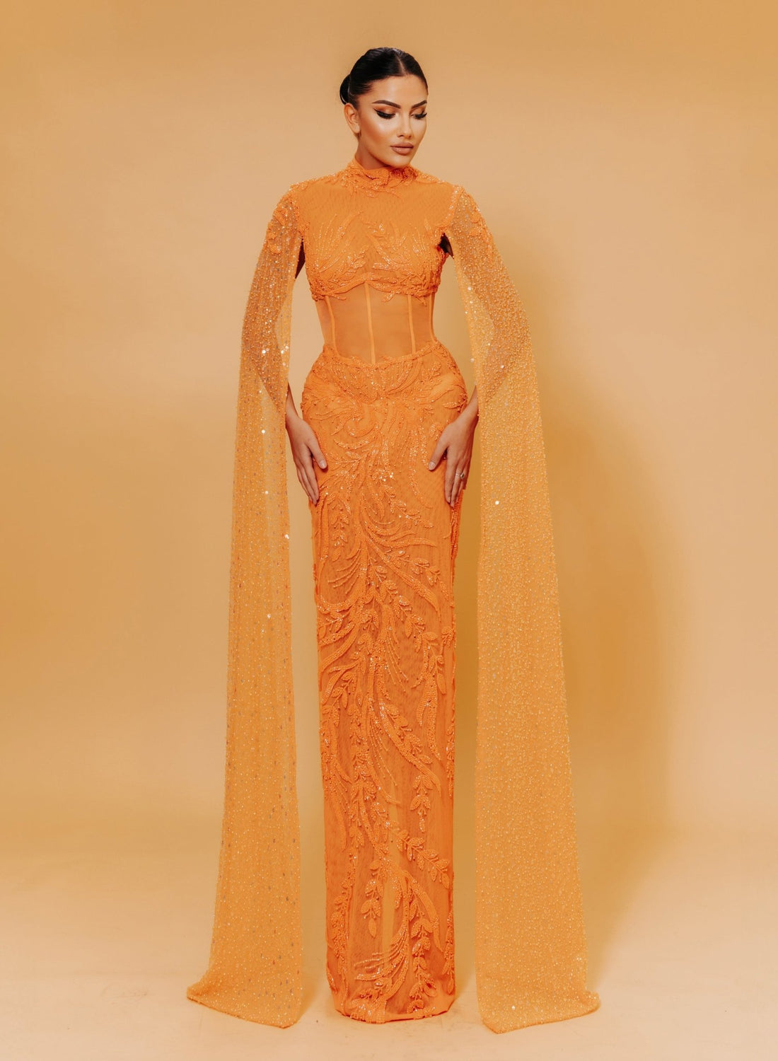 EMBROIDERED SHEER CORSET DRESS KUJTA & MERI EMBROIDERED SHEER CORSET DRESS KUJTA & MERI