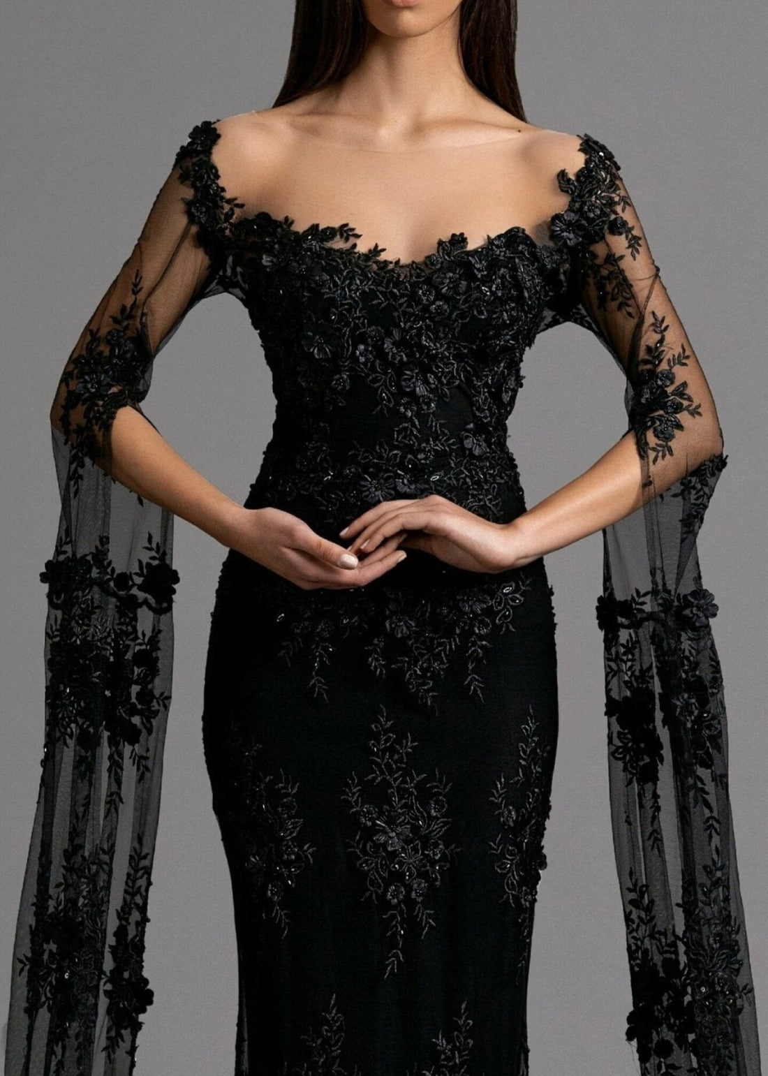 Black Lace Off-Shoulder Evening Dress for Women KUJTA & MERI Black Lace Off-Shoulder Evening Dress for Women KUJTA & MERI