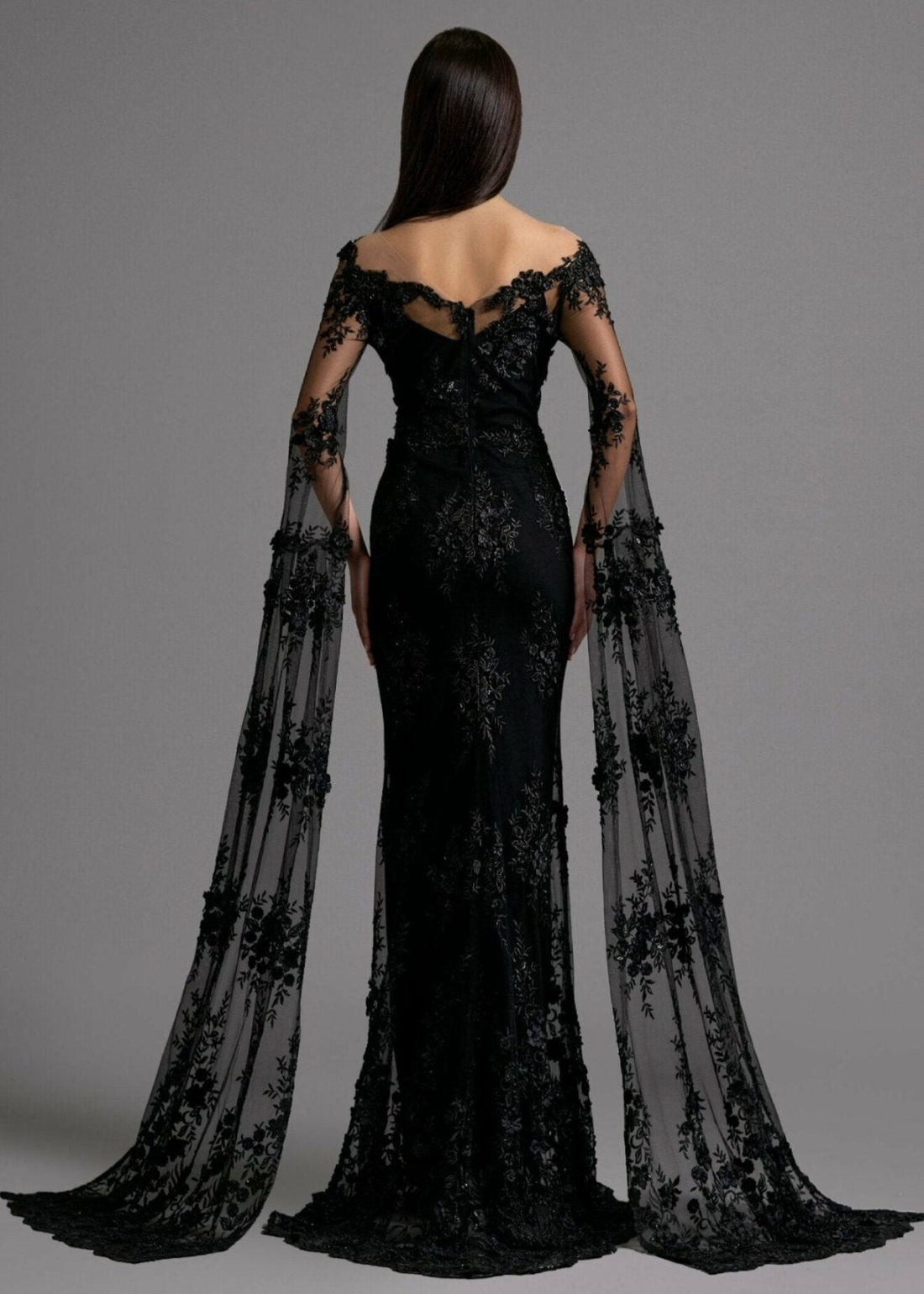 Black Lace Off-Shoulder Evening Dress for Women KUJTA & MERI Black Lace Off-Shoulder Evening Dress for Women KUJTA & MERI