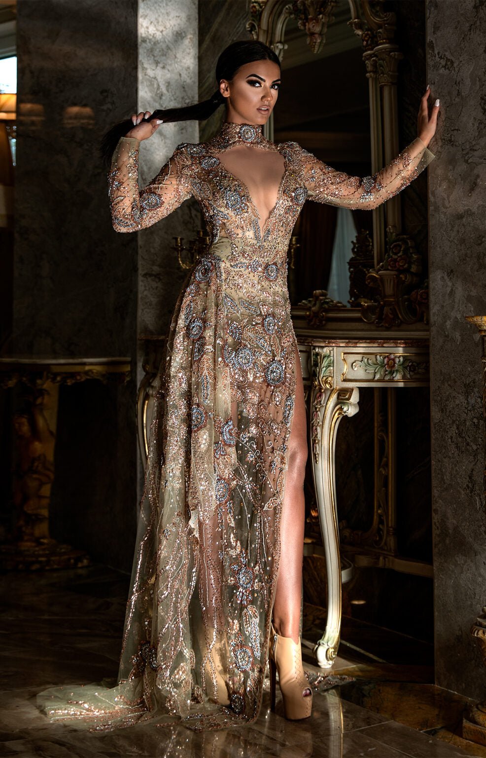 Illusion Sequin Evening Gown - KUJTA & MERI - KUJTA & MERI