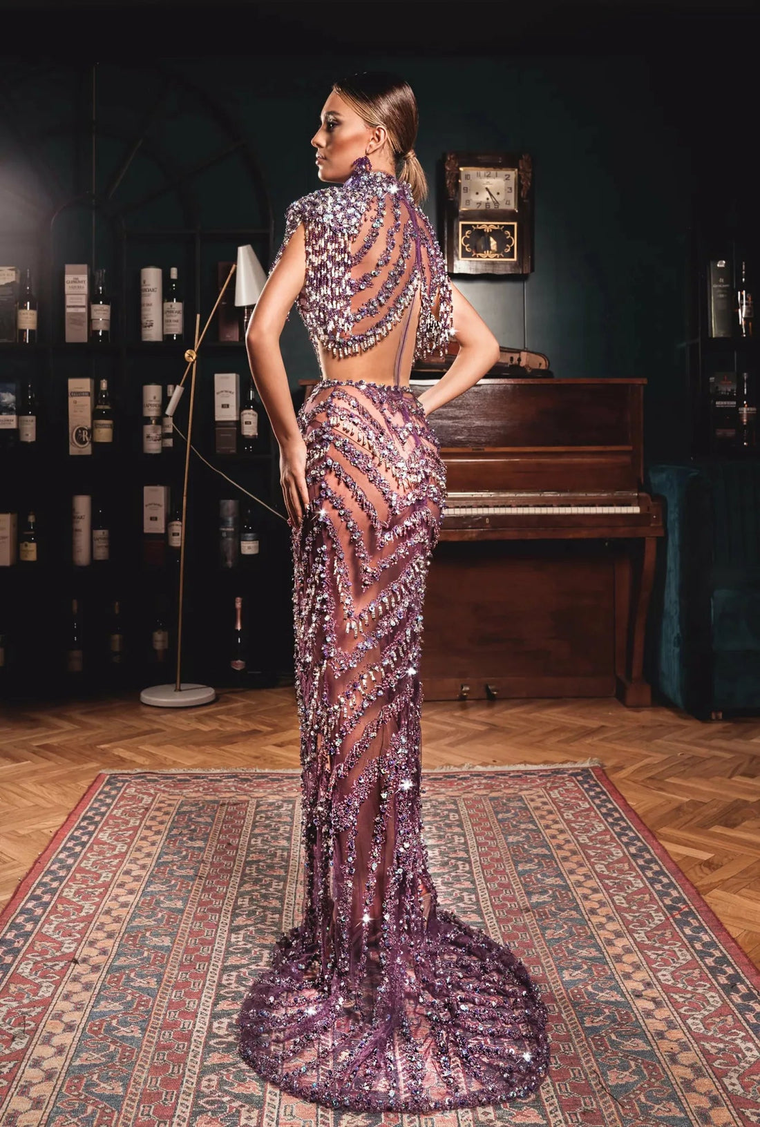 Lavender Dazzle High-Neck Sequin Gown Purple / L Lavender Dazzle High-Neck Sequin Gown Purple / L
