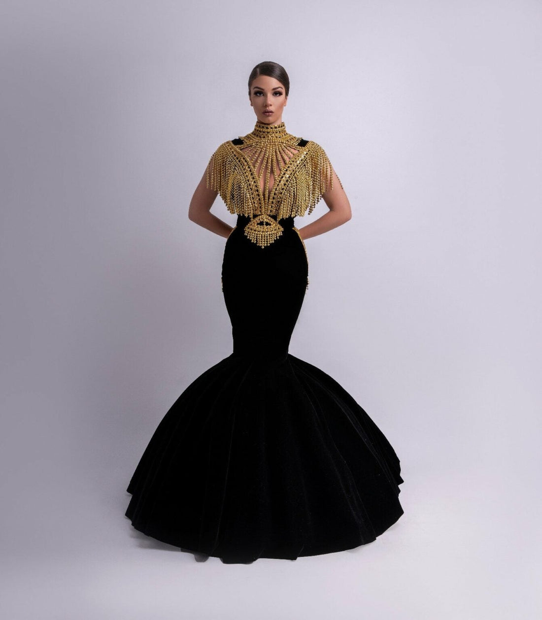 Regal Black and Gold Mermaid Dress - KUJTA & MERI - KUJTA & MERI