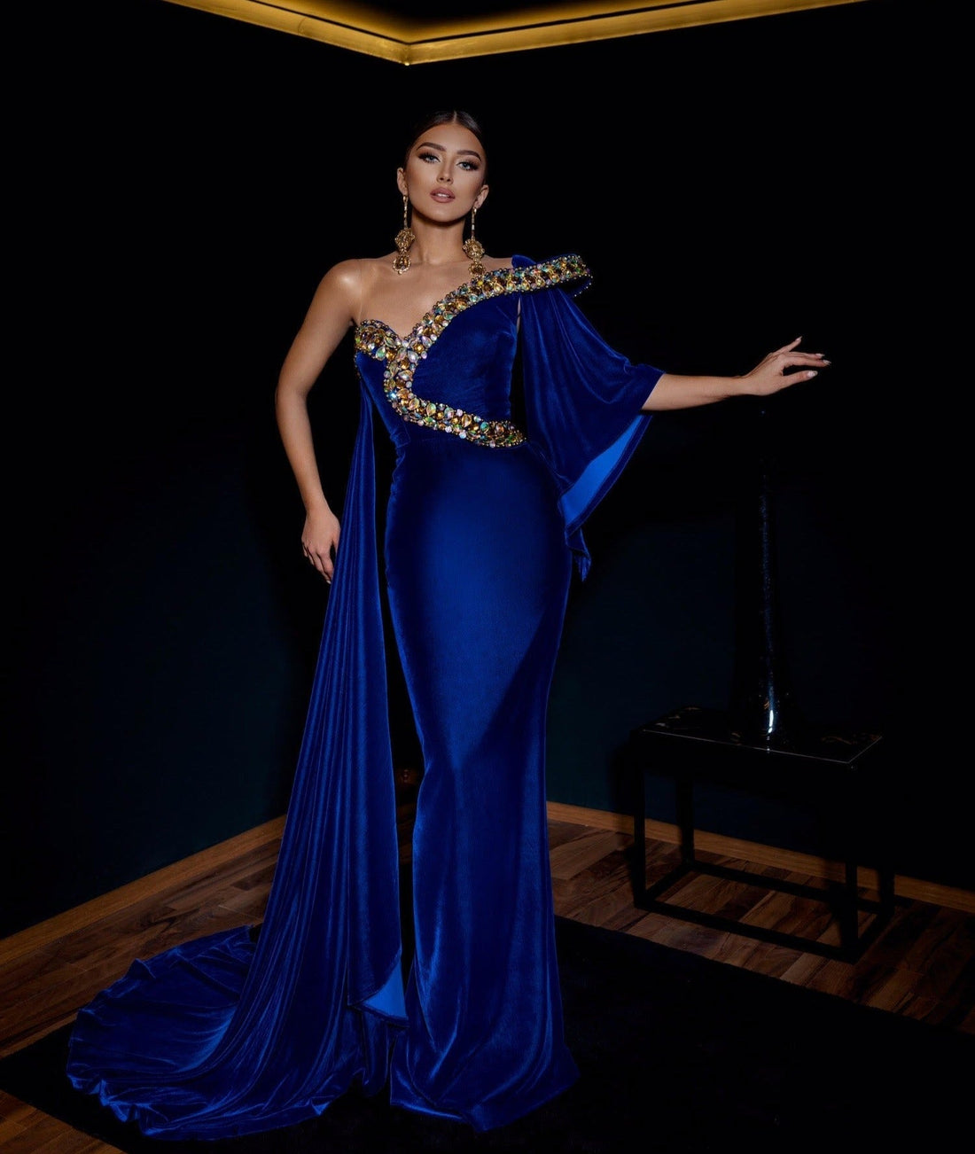 Regal Sapphire One-Shoulder Dress KUJTA & MERI Regal Sapphire One-Shoulder Dress KUJTA & MERI