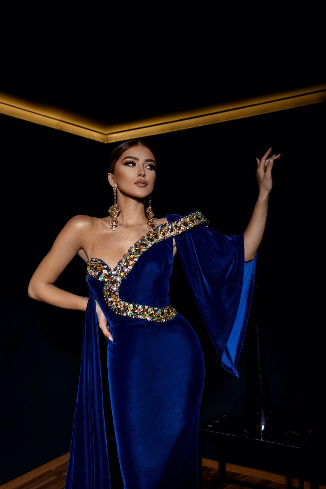 Regal Sapphire One - Shoulder Gown - KUJTA & MERI - KUJTA & MERI