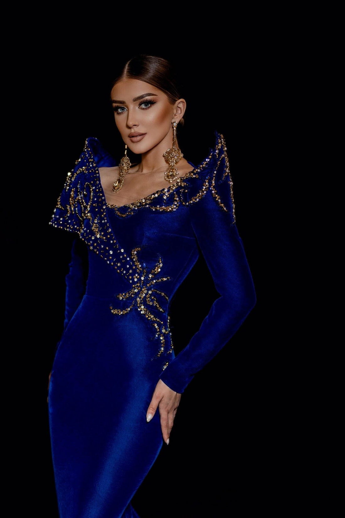 Royal Blue Long-Sleeve Dress M Royal Blue Long-Sleeve Dress M