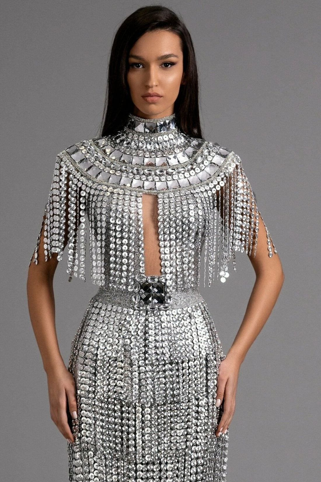 Silver Fringe Evening Dress KUJTA & MERI Silver Fringe Evening Dress KUJTA & MERI