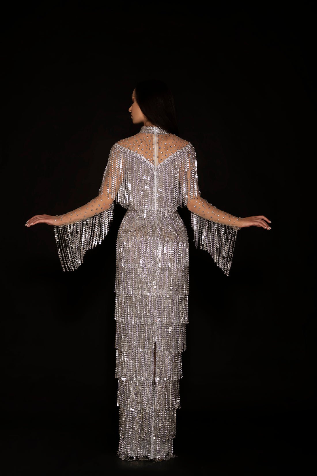 Silver Starlight Fringe Gown - KUJTA & MERI - KUJTA & MERI