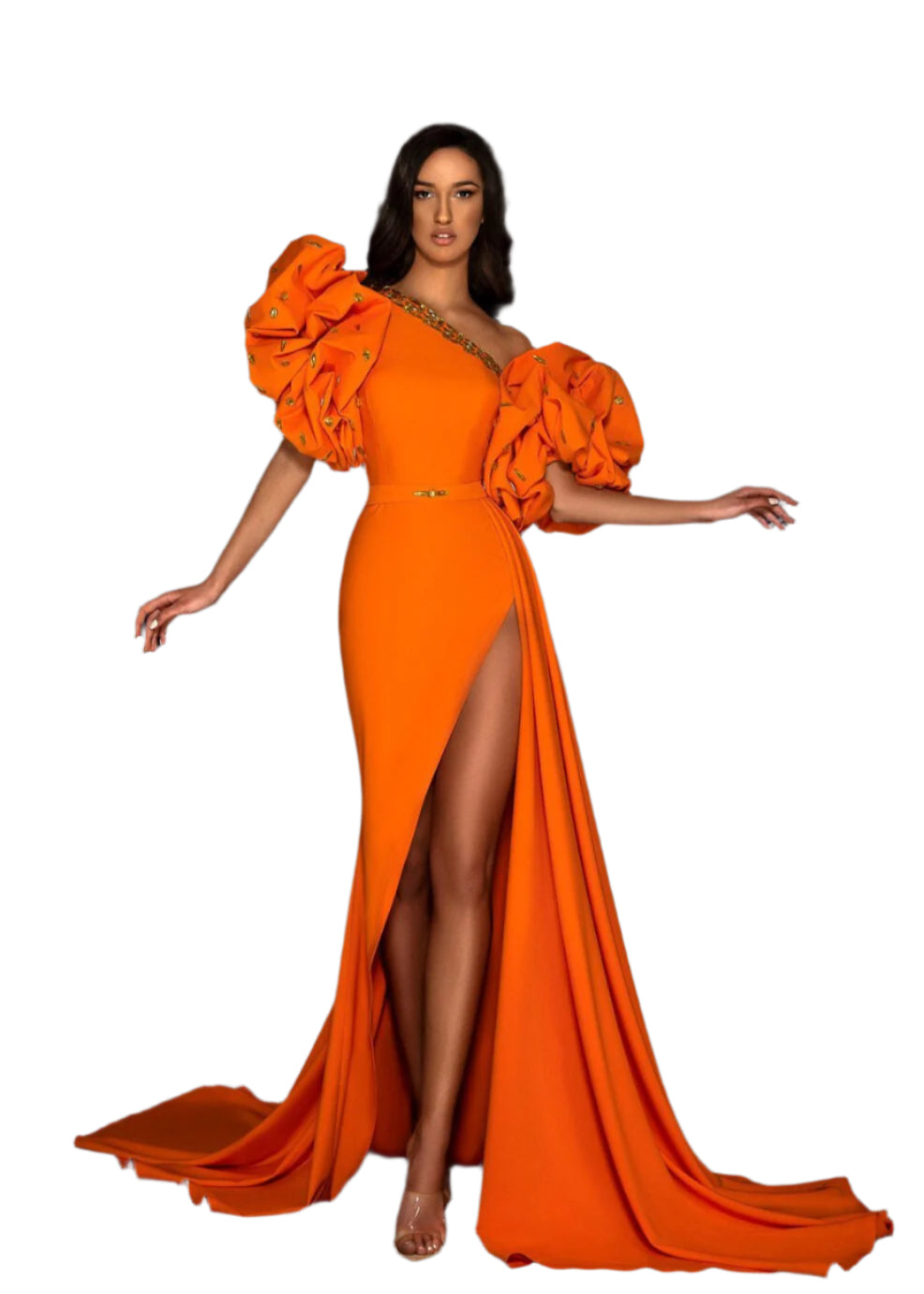 open lace back dress Embellished Tangerine Ariel Flared Maxi Dress M